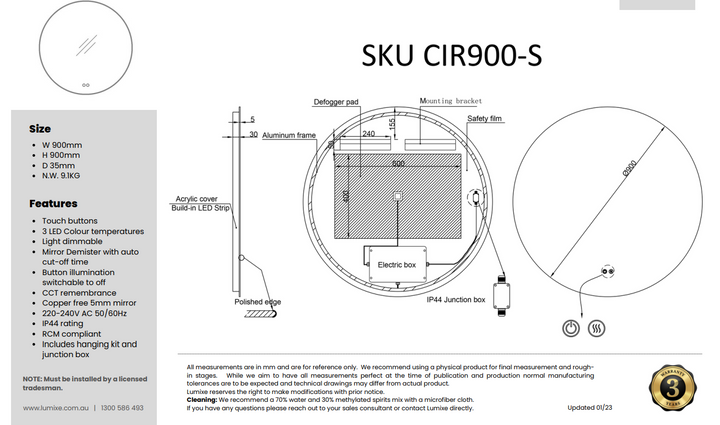 CIRCO S AD modern round design light fixture with sleek finish – Pilbara Bathroom Warehouse Perth and regional Western Australia