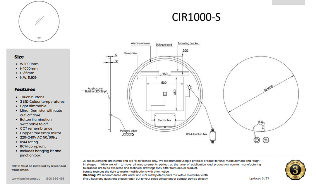 CIRCO S AD modern round design light fixture with sleek finish – Pilbara Bathroom Warehouse Perth and regional Western Australia