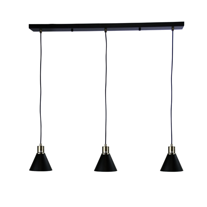 COMO 3 Light Bar Pendant - Black and Brushed Chrome