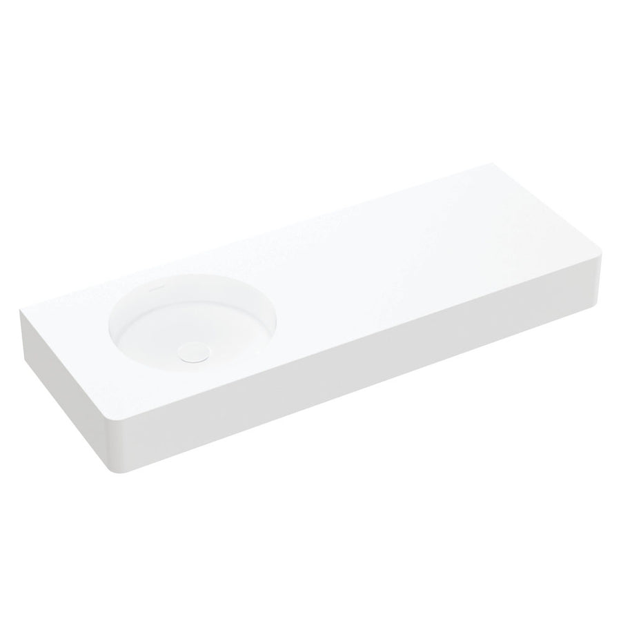 Encanto 1200 Wall Basin, Left-Hand Bowl, No Tap Hole - Pilbara Bathroom Warehouse Perth and regional Western Australia