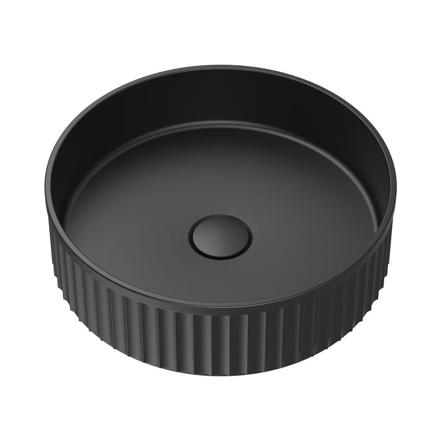 Minka Round Solid Surface Above Counter Basin, Matte Black - Pilbara Bathroom Warehouse Perth and regional Western Australia