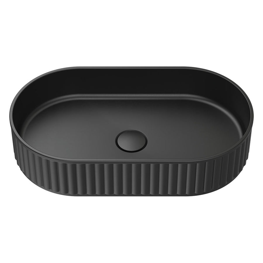 Minka Pill Solid Surface Above Counter Basin, Matte Black - Pilbara Bathroom Warehouse Perth and regional Western Australia