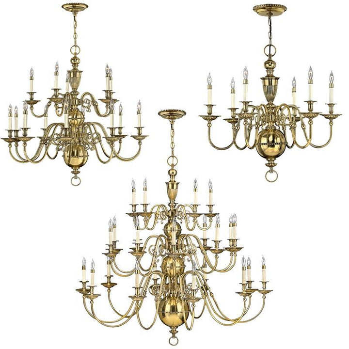 Cambridge Chandelier E14 in Burnished Brass (6Lt/15Lt/25Lt)