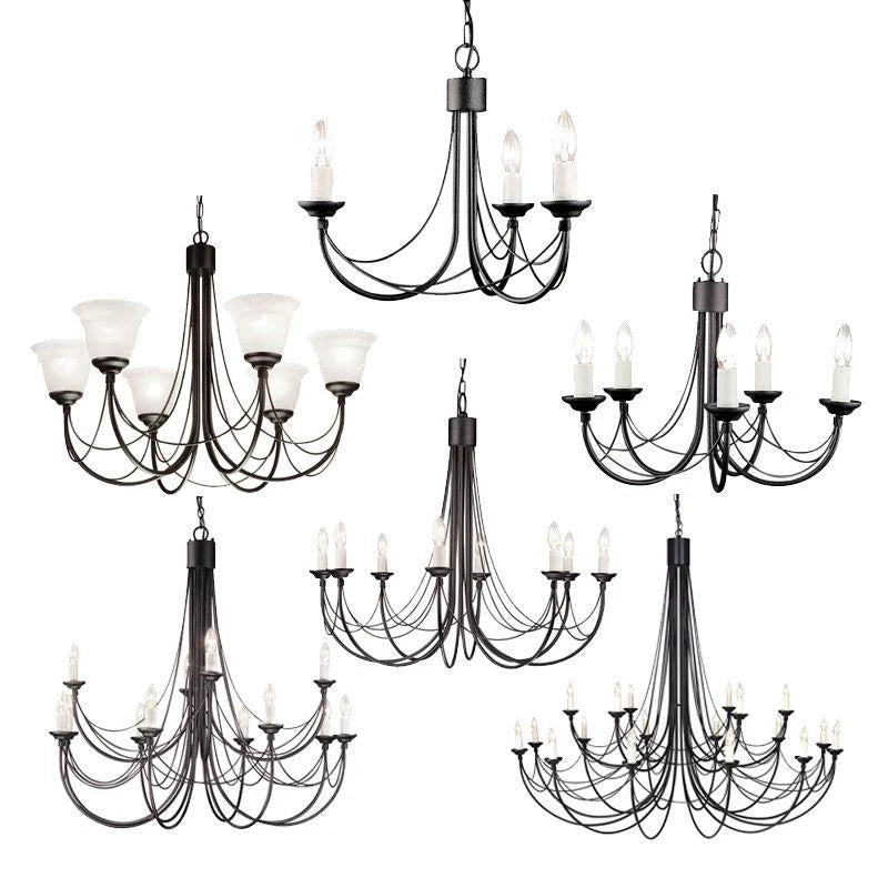 Carisbrooke Chandelier E14 in Black (3Lt/5Lt/6Lt/8Lt/12Lt/18Lt)
