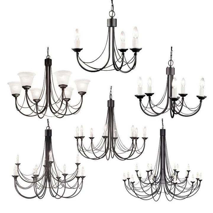 Carisbrooke Chandelier E14 in Black (3Lt/5Lt/6Lt/8Lt/12Lt/18Lt)