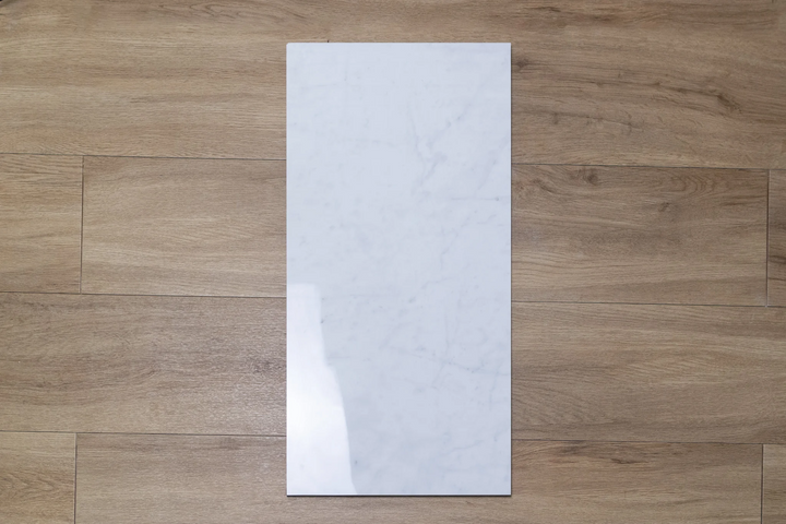 Carrara Bianco Polished Porcelain Tiles – Classic Marble Look with a Polished Finish
