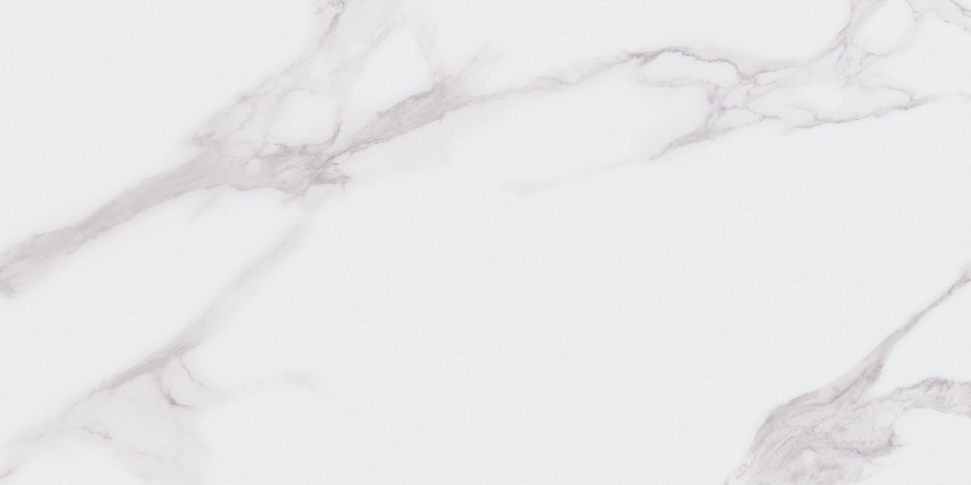Carrara Cerra Gloss Tile 300x600 with marble-inspired glossy finish White marble texture with subtle gray veins
