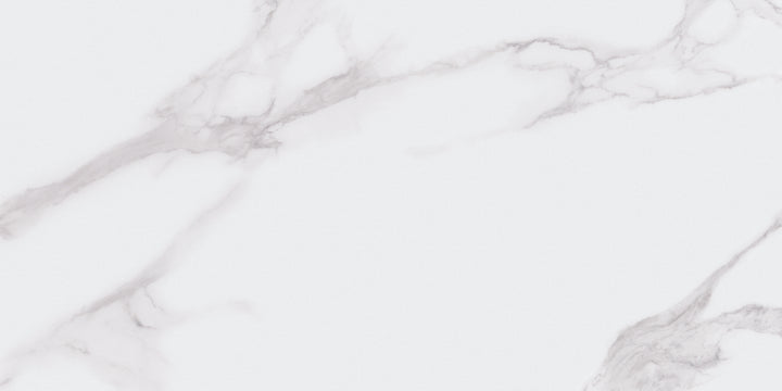 Carrara Cerra Gloss Tile 300x600 with marble-inspired glossy finish White marble texture with subtle gray veins
