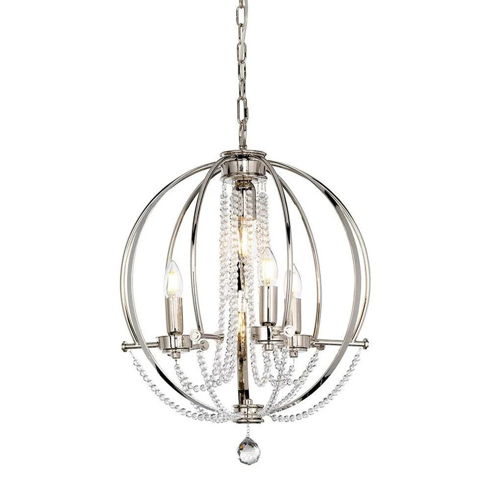 Cassie Chandelier 4Lt in Polished Nickel