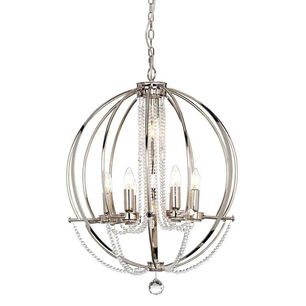 Cassie Chandelier 7Lt in Polished Nickel