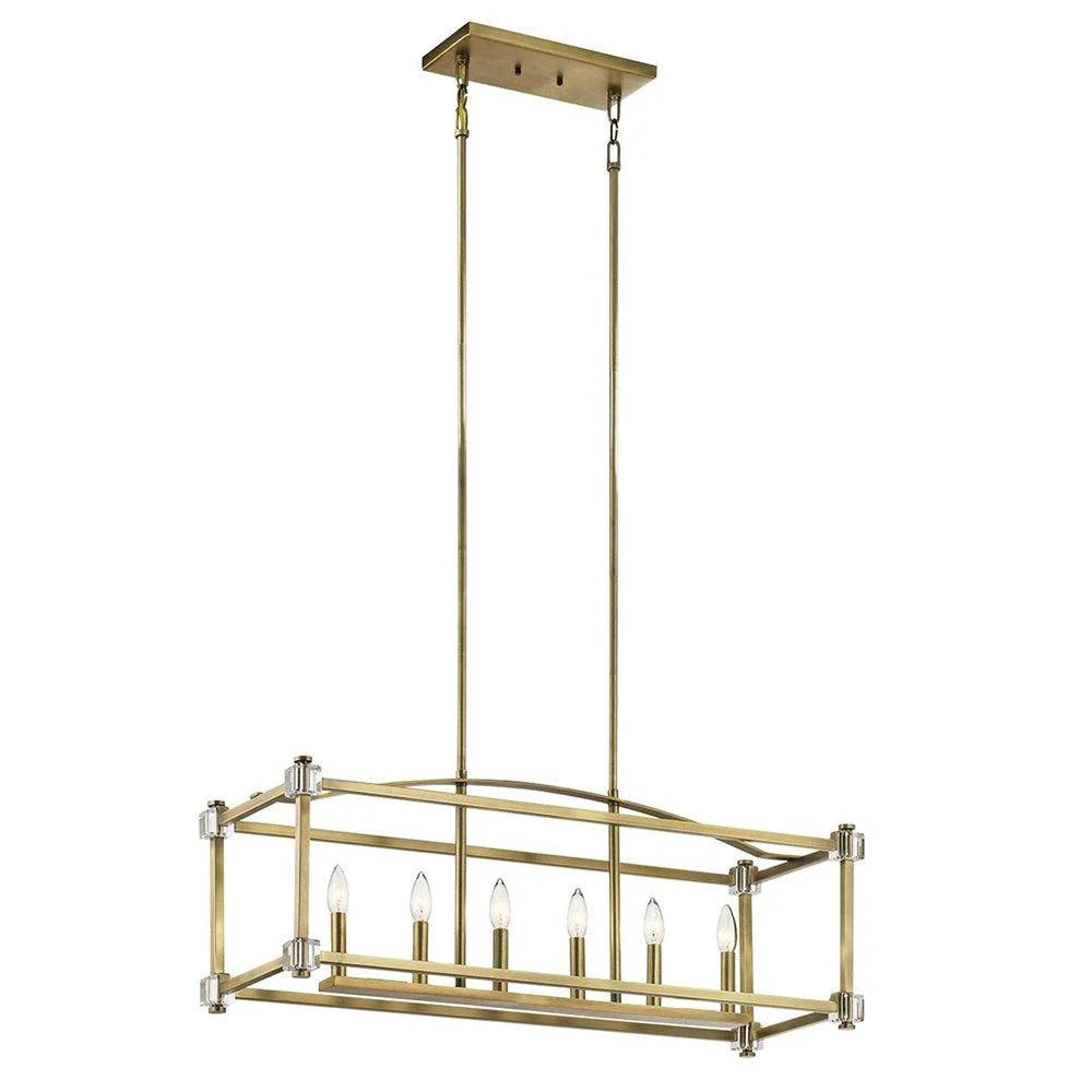 Cayden 6Lt Linear Chandelier in Natural Brass