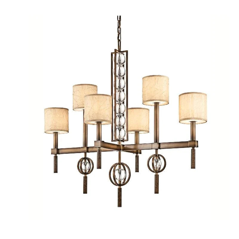 Celestial 6Lt Rectangular Chandelier in Cambridge Bronze