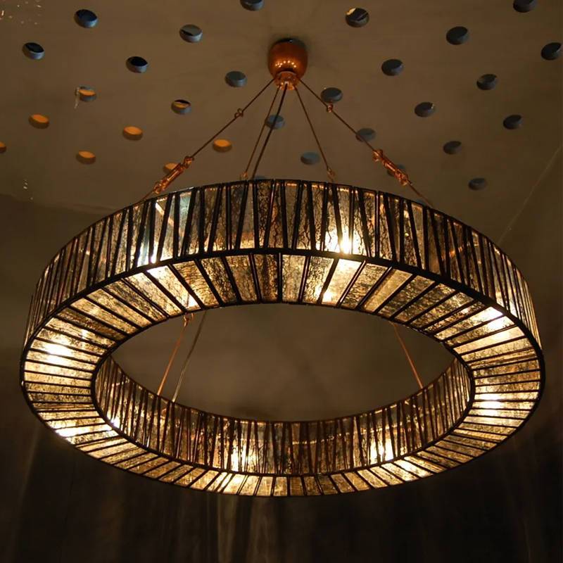 Chelton Glass Ring Hanging Lamp Chandelier 6 Light