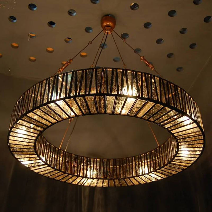 Chelton Glass Ring Hanging Lamp Chandelier 6 Light