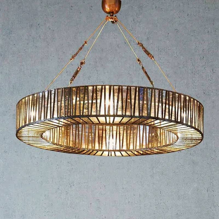 Chelton Glass Ring Hanging Lamp Chandelier 6 Light