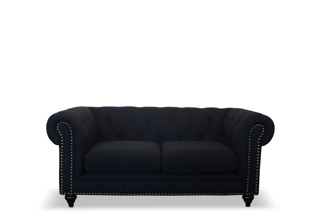 Chesterfield 2 Seater Black fabric