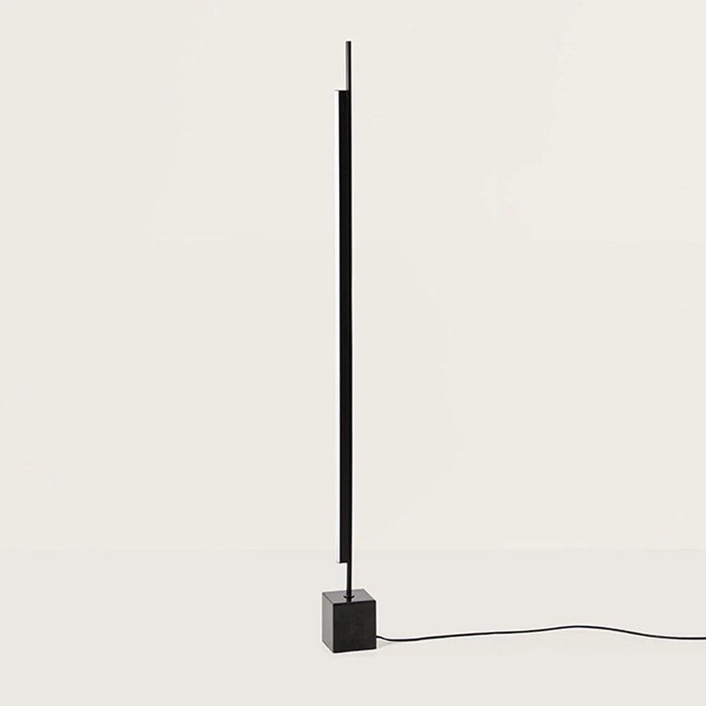 Coln LED Floor Lamp in Matt Black & Black Marble