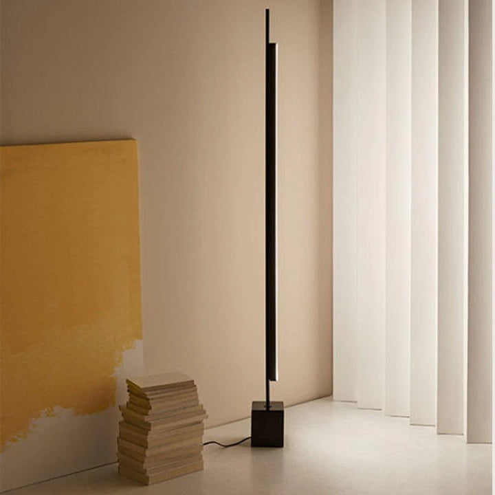 Coln LED Floor Lamp in Matt Black & Black Marble