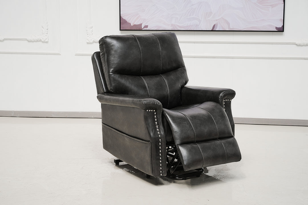 Comfort Rise Lift Chair Charcoal/Black faux leather