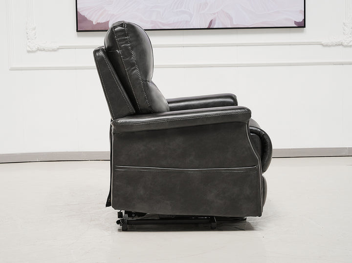 Comfort Rise Lift Chair Charcoal/Black faux leather