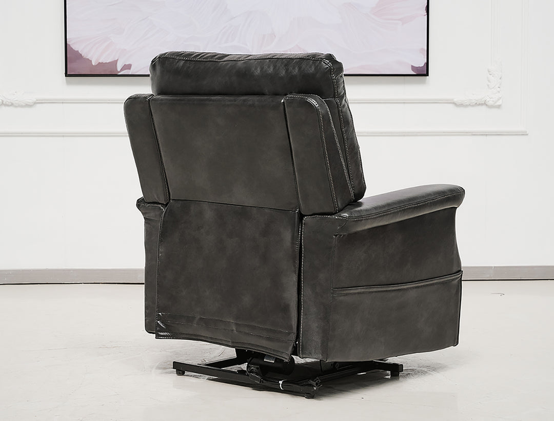 Comfort Rise Lift Chair Charcoal/Black faux leather