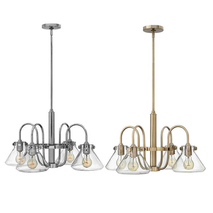 Congress 4Lt Clear Glass Chandelier – Brushed Caramel & Chrome