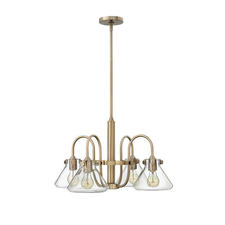 Congress 4Lt Clear Glass Chandelier – Brushed Caramel & Chrome