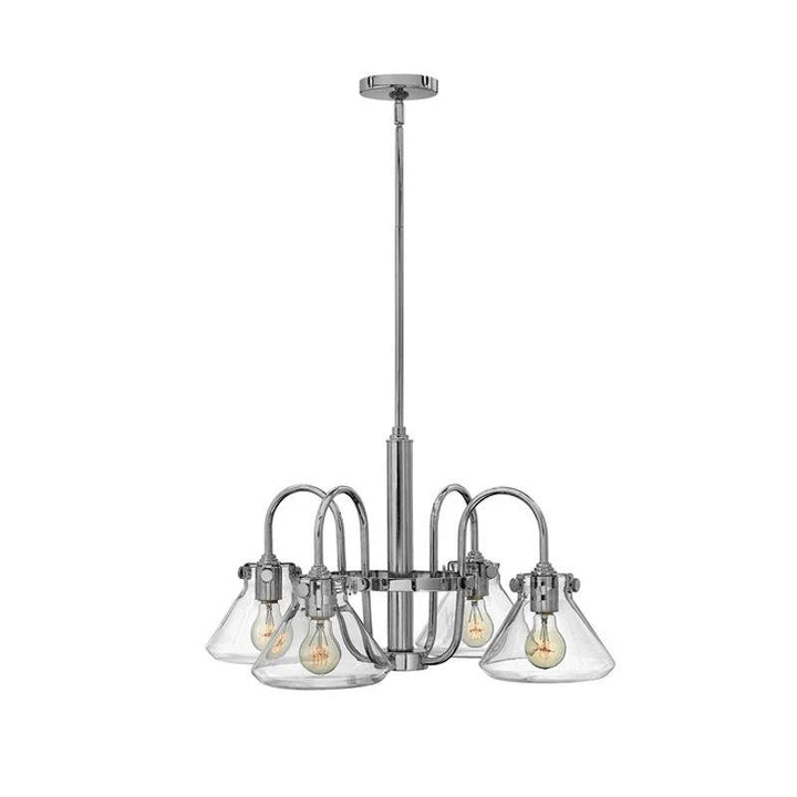 Congress 4Lt Clear Glass Chandelier – Brushed Caramel & Chrome