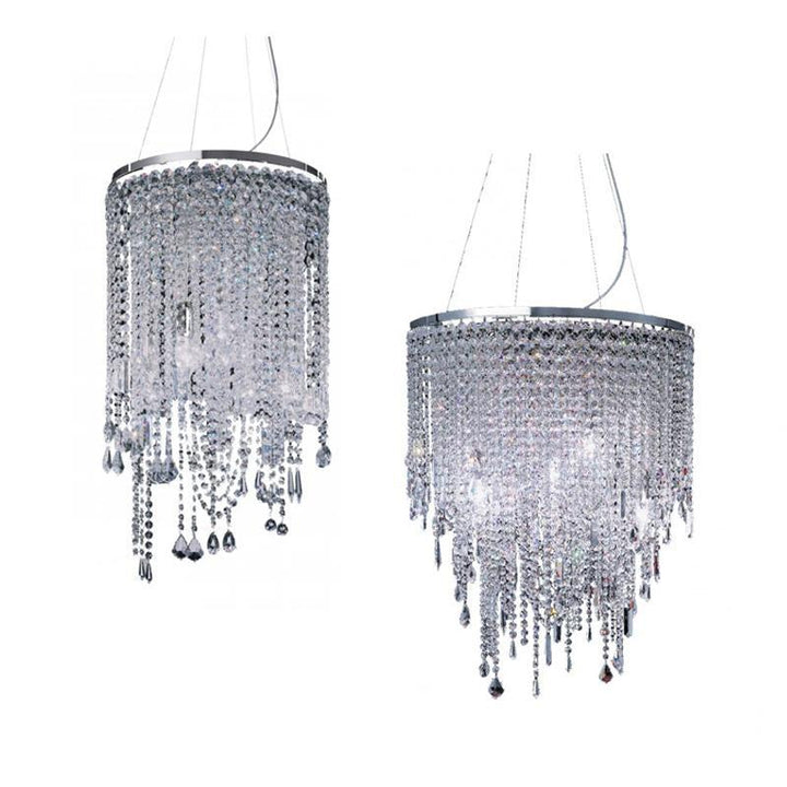 Contemporary Cascade Crystal Chandelier – 5Lt/9Lt in Chrome