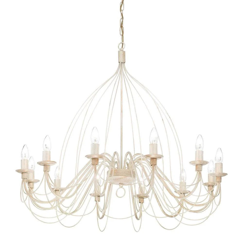 Corte Chandelier 12Lt – Elegant Lighting in White and Rust