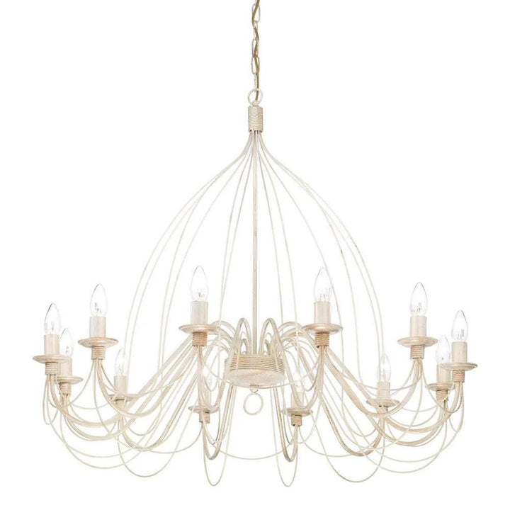 Corte Chandelier 12Lt – Elegant Lighting in White and Rust