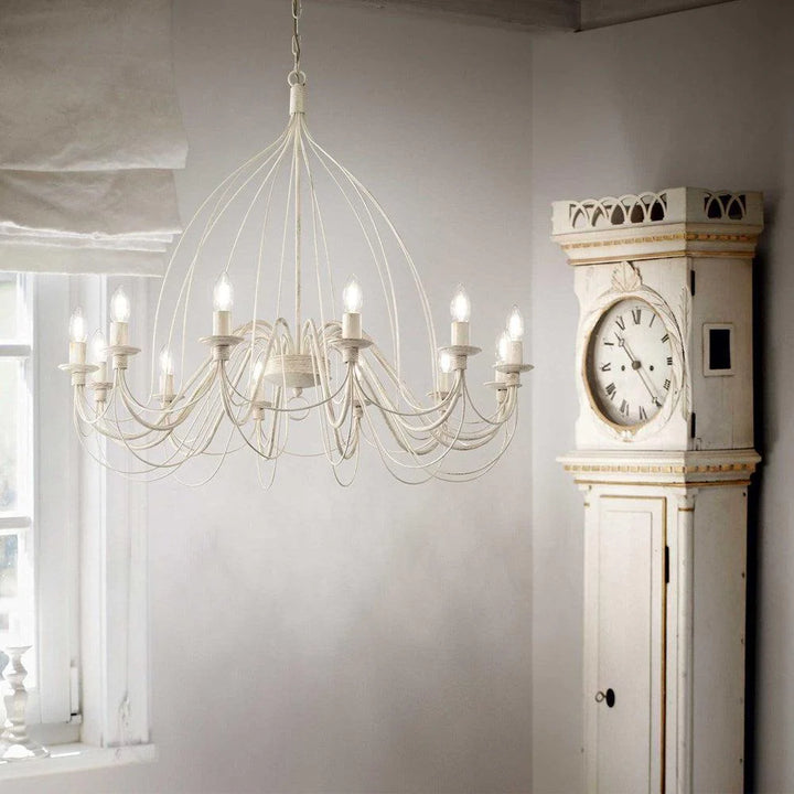 Corte Chandelier 12Lt – Elegant Lighting in White and Rust