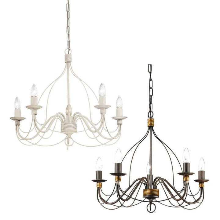 Corte Chandelier 5Lt – Stylish White and Rust Lighting