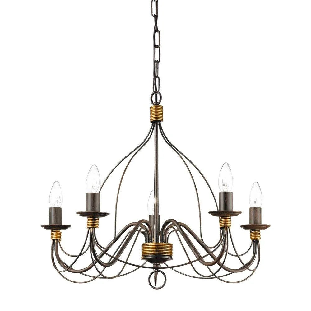 Corte Chandelier 5Lt – Stylish White and Rust Lighting