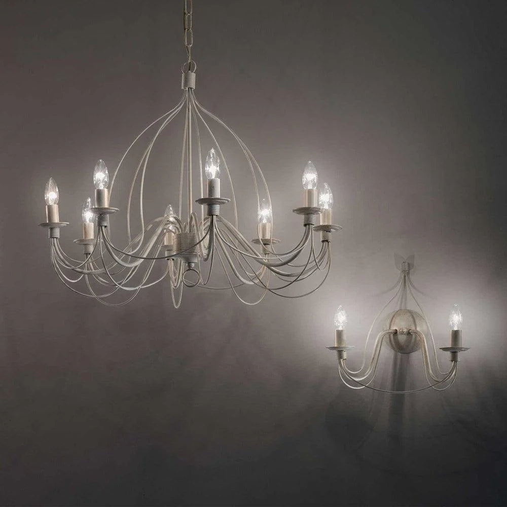 Corte Chandelier 8Lt – Elegant White and Rust Design