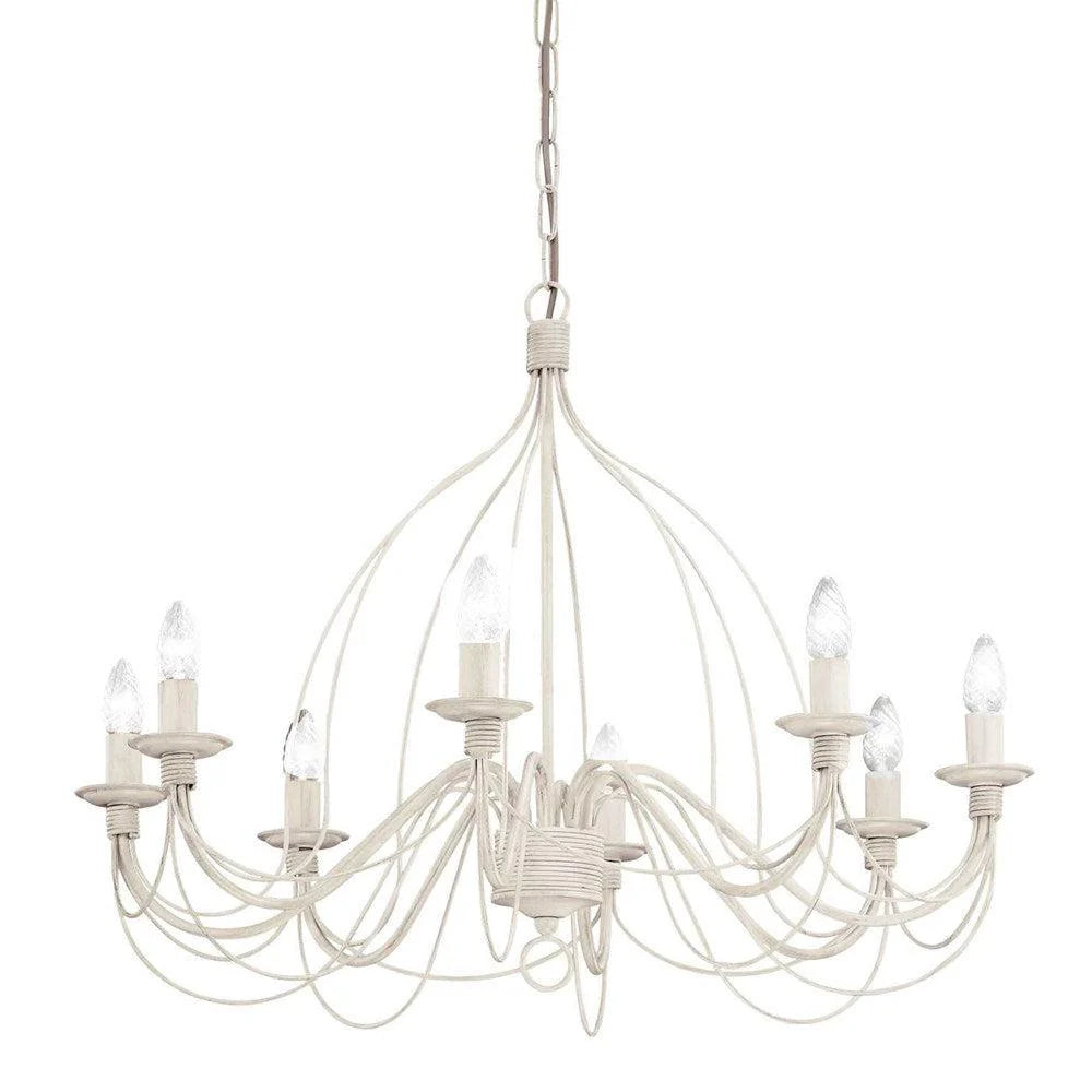 Corte Chandelier 8Lt – Elegant White and Rust Design
