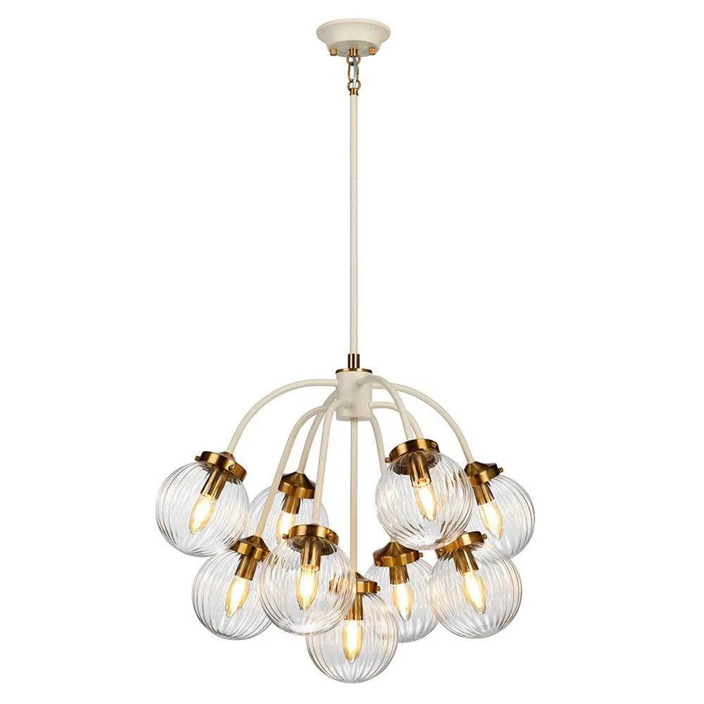 Cosmos 9Lt Chandelier in Cream & Aged Brass