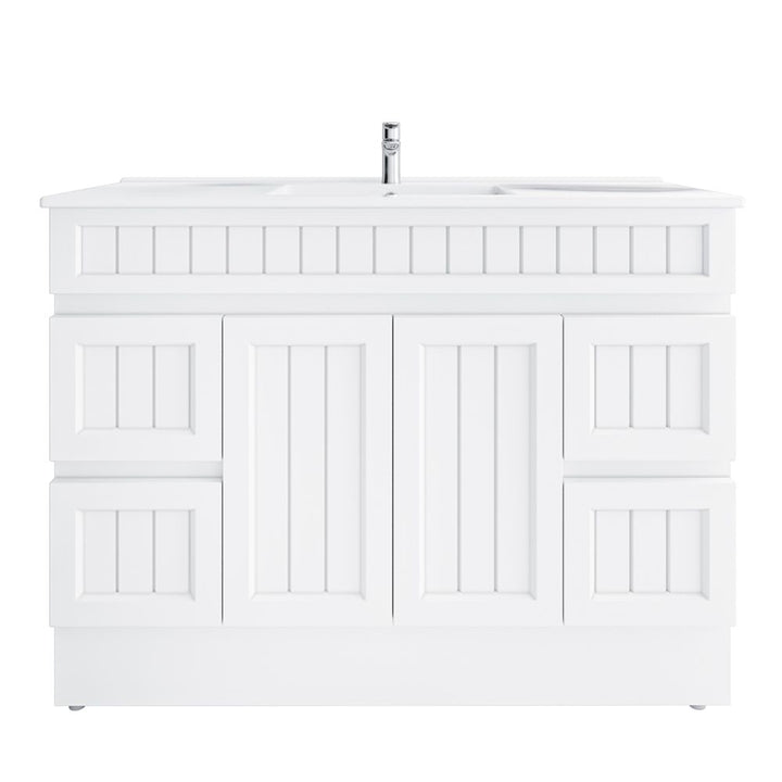 Courtney 120cm PVC Vanity with Thin China Top – Matte White Hamptons Style
