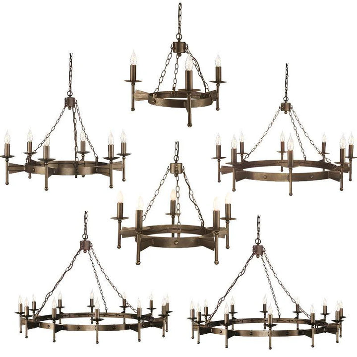 Cromwell Old Bronze Chandelier - 3Lt to 18Lt Options