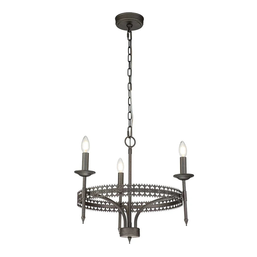Crown 3Lt Iron Gate Chandelier