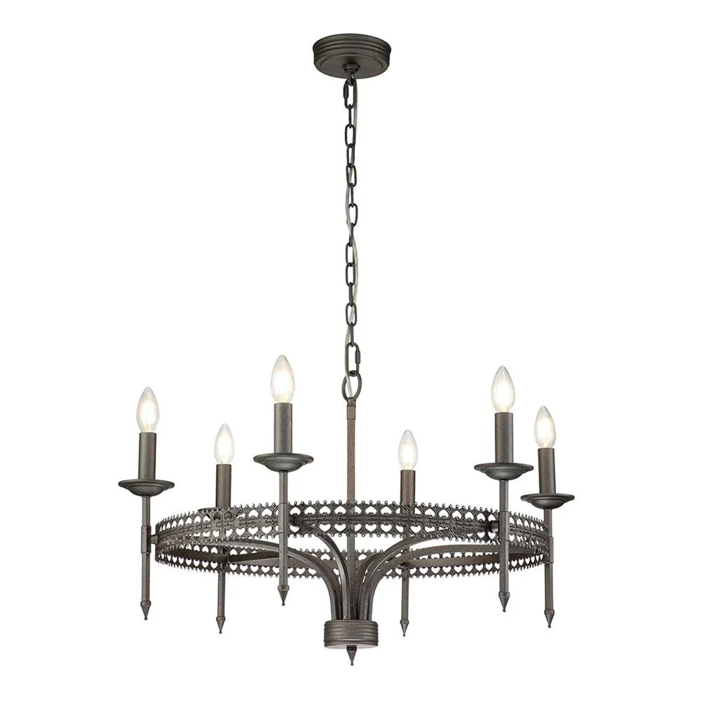 Crown 6Lt Iron Gate Chandelier
