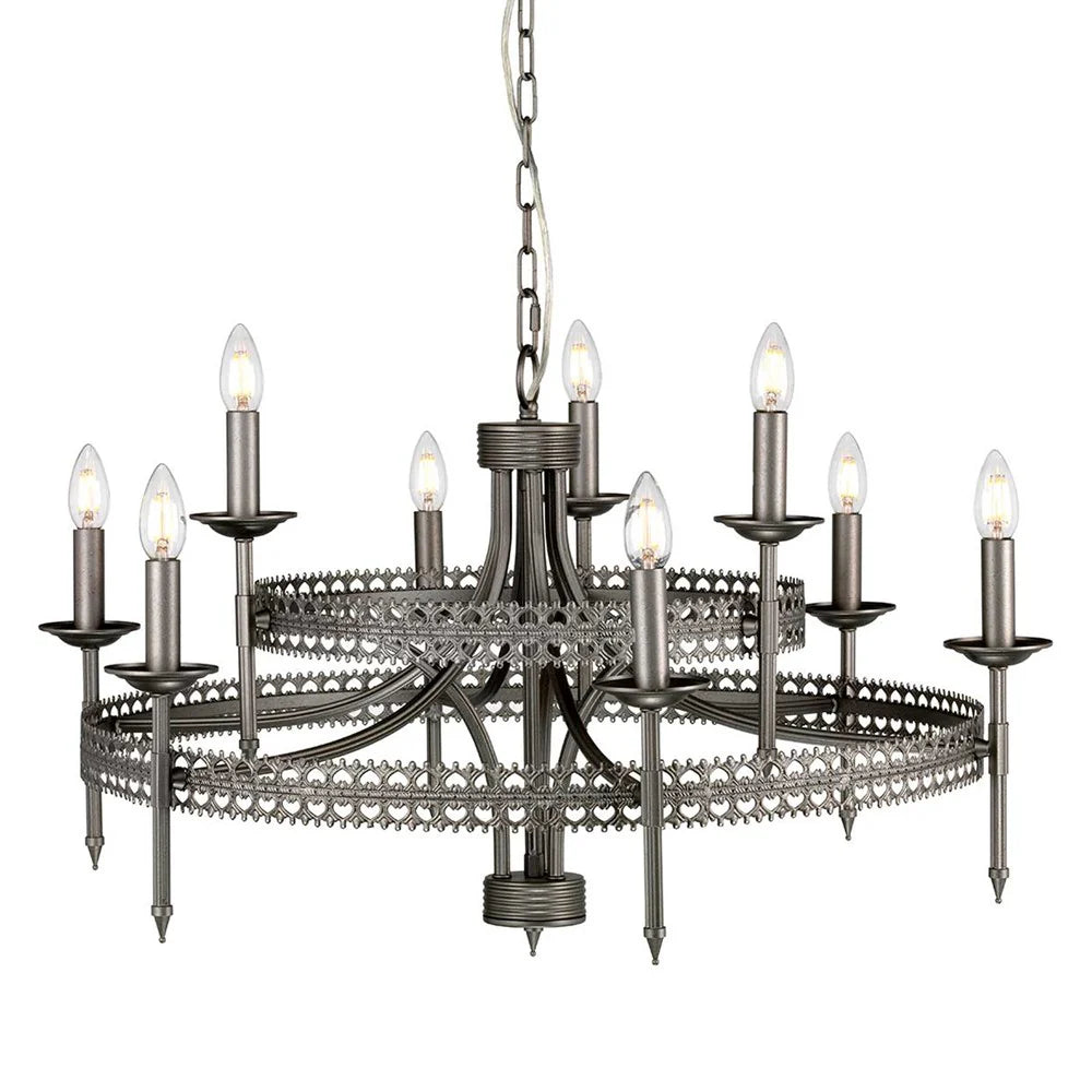 Crown 9Lt Iron Gate Chandelier
