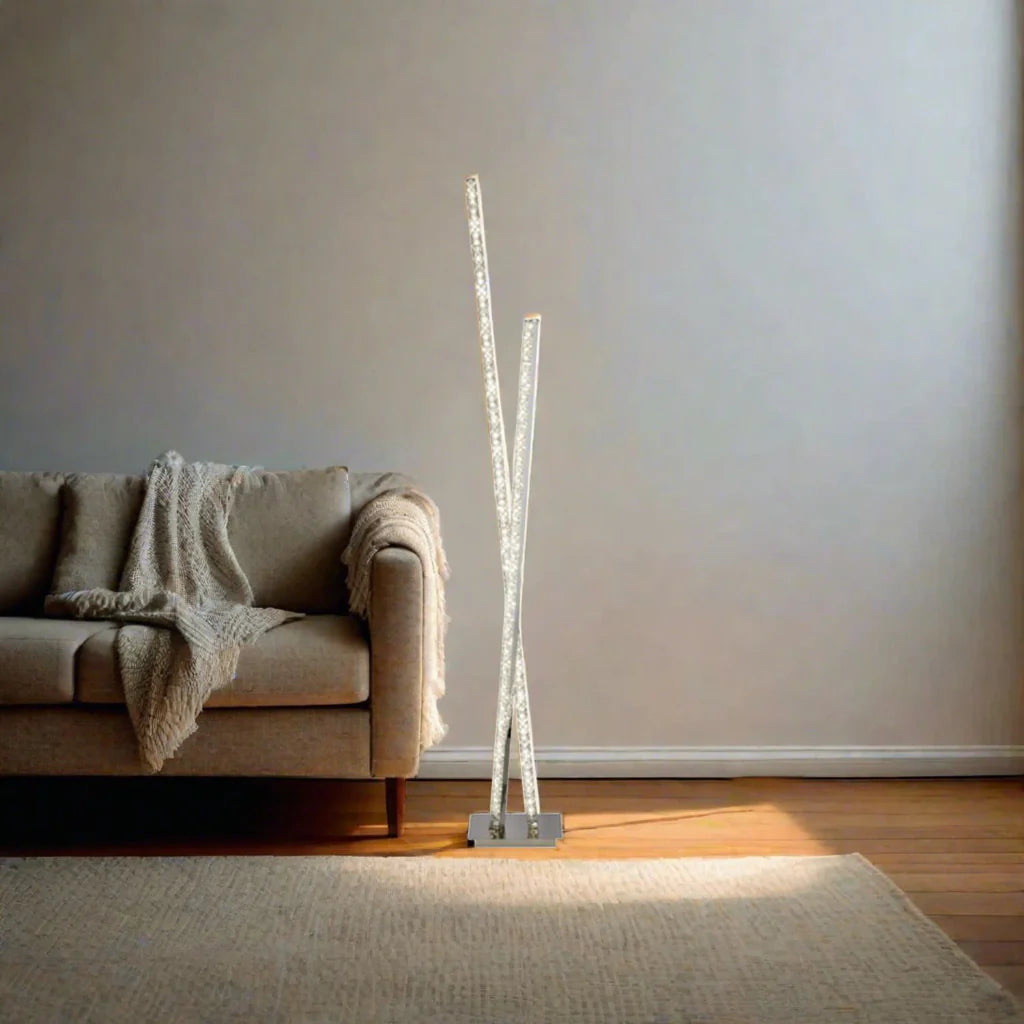 Crystal Detail Crossover LED Floor Lamp 20W in Chrome