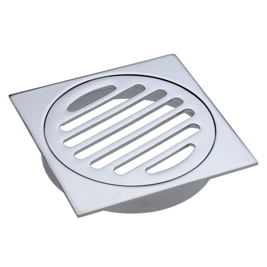Square Floor Waste, Round Grate, 100mm Outlet - Pilbara Bathroom Warehouse Perth and regional Western Australia
