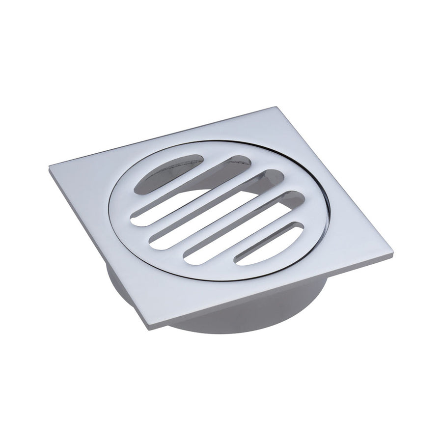 Square Floor Waste, Round Grate, 80mm Outlet - Pilbara Bathroom Warehouse Perth and regional Western Australia