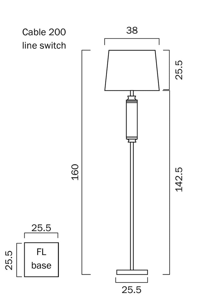 Dorcel Floor Lamp in Antique Brass/Amber or Nickel/Clear