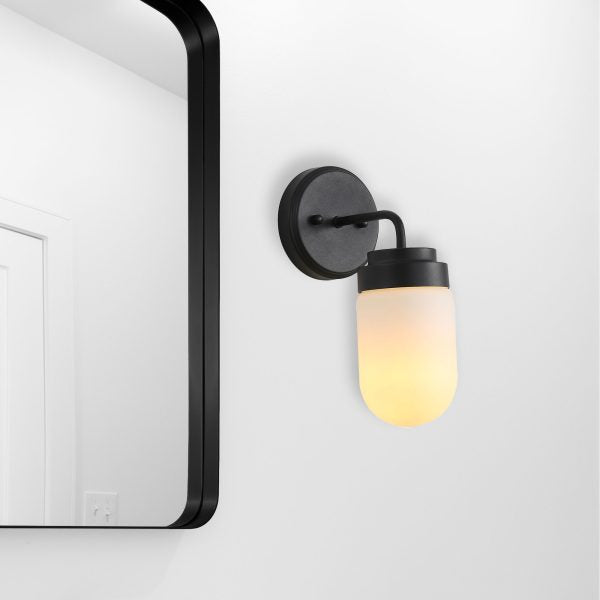 DUNBURN Black Wall Light – Mid-Century Vanity Sconce