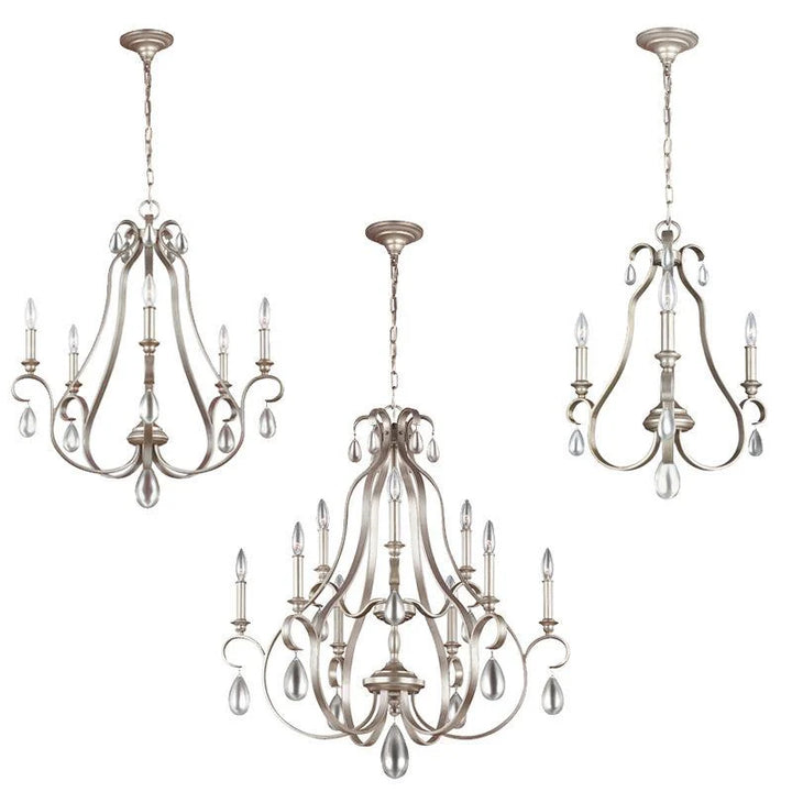 DeWitt 3Lt/5Lt/9Lt Chandelier E14 in Sunrise Silver
