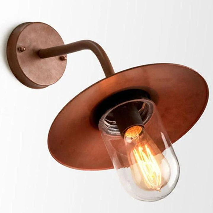 Deksel Outdoor Wall Light in Matt Aged Copper with Clear Glass