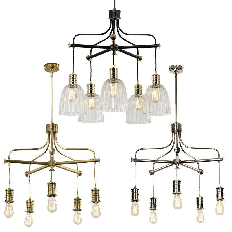 Douille 5lt Chandelier E27 in Aged Brass, Black/Polished Brass, or Polished Nickel